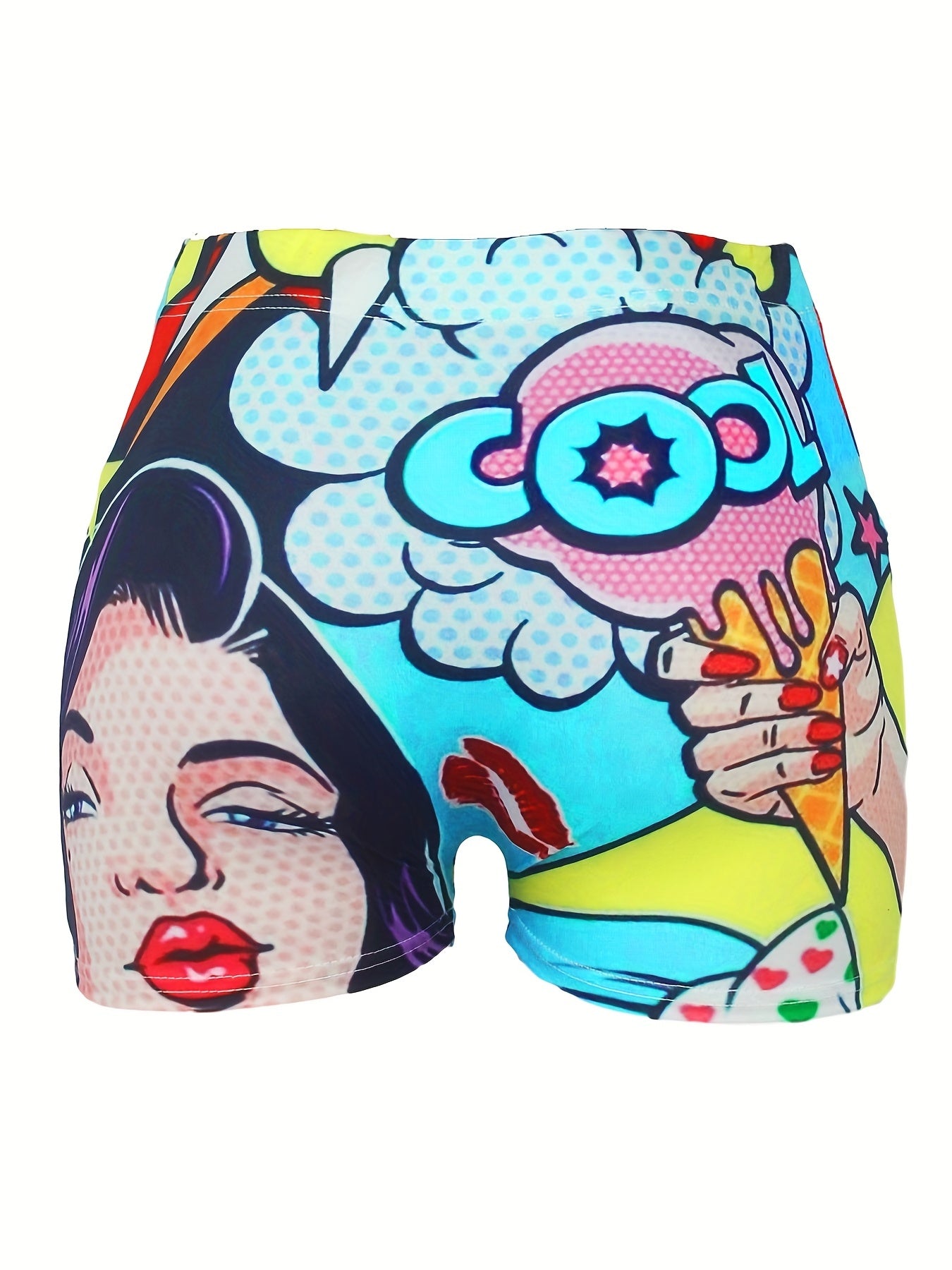 Cartoon Print Skinny Shorts Yoga Casual Summer Shorts Women's Clothing