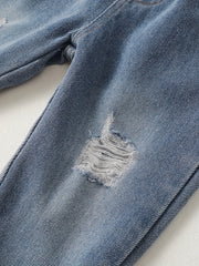 Baby Boys Ripped Denim Suspender Pants Jeans