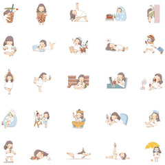 50pcs Cartoon Girl Stickers for Phone Notebook Water Cup Decoration