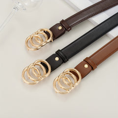 Three Circle Buckle PU Leather Belt For Girls