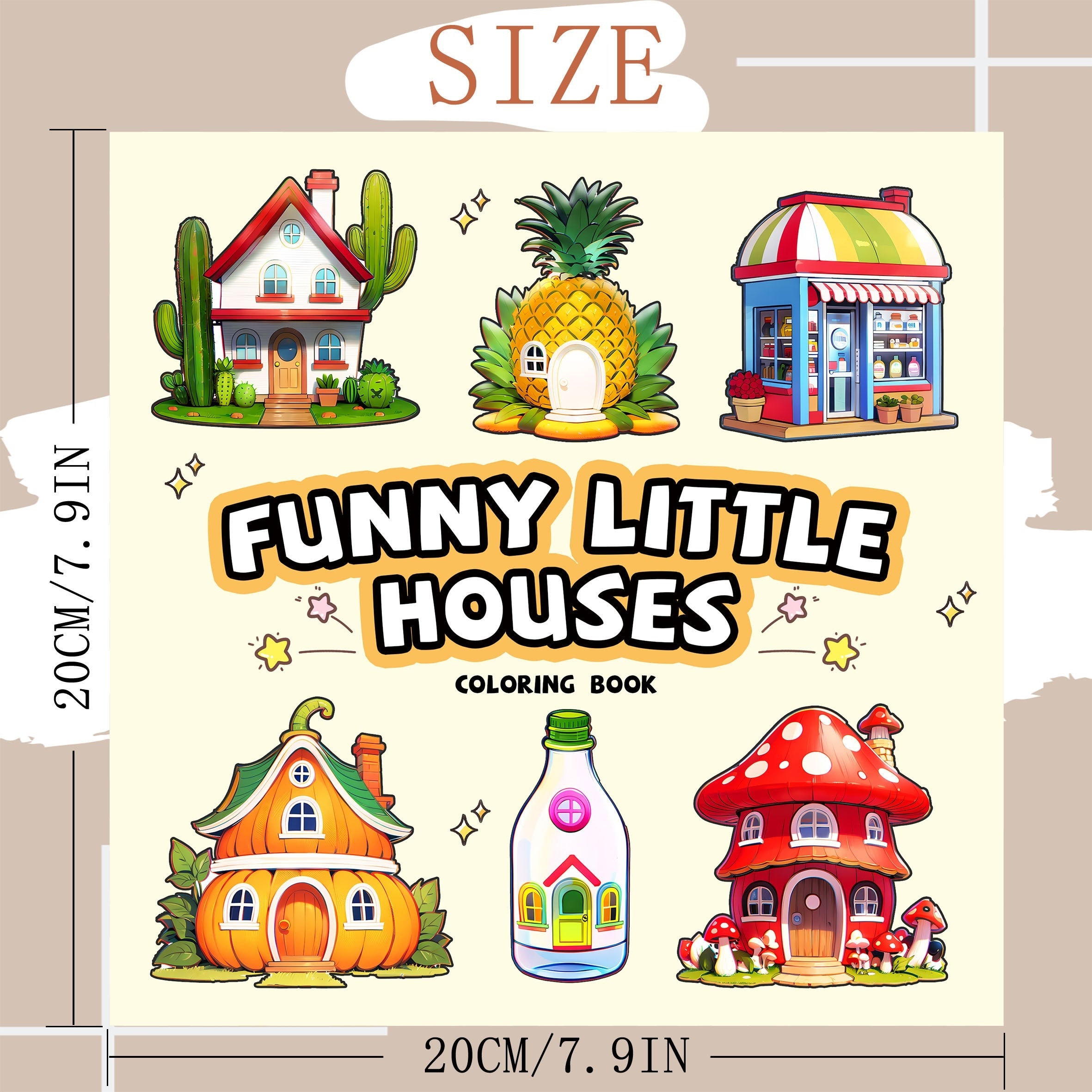 Funny Little Houses Adult Coloring Book - 24 Pages of Whimsical Designs