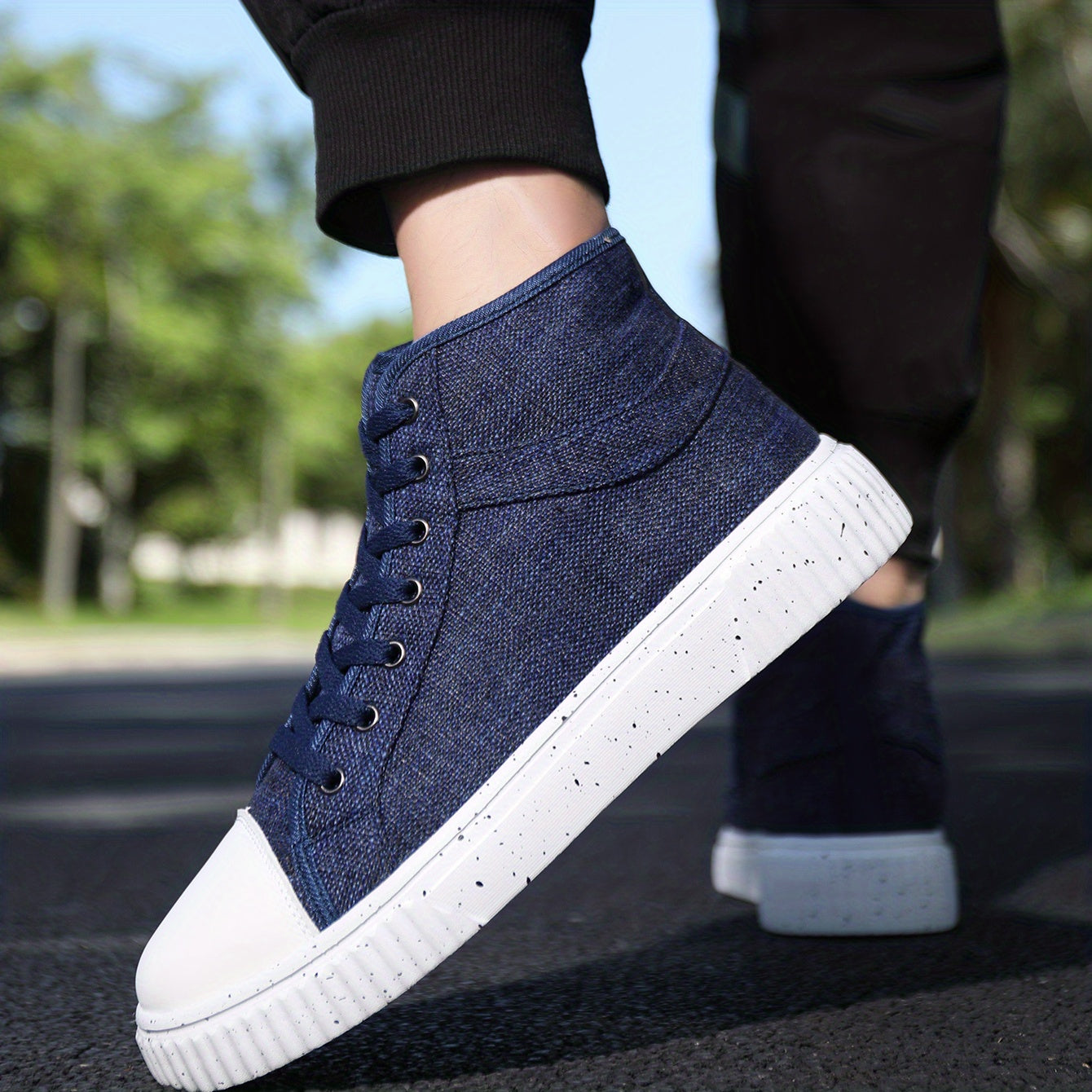 Men's High Top Canvas Skate Shoes Comfy Deodorant Sneakers