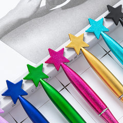 Glitter Star Plastic Ballpoint Pen 1.0mm Refill Office Signature For Students