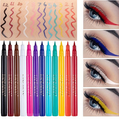 Matte Rainbow Colorful Liquid Eyeliner Pen Waterproof Sweatproof Long Lasting