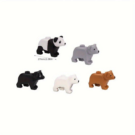 Zoo Animals Building Blocks Panda Brown & Bear Toy