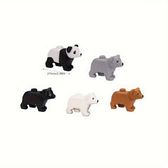 Zoo Animals Building Blocks Panda Brown & Bear Toy