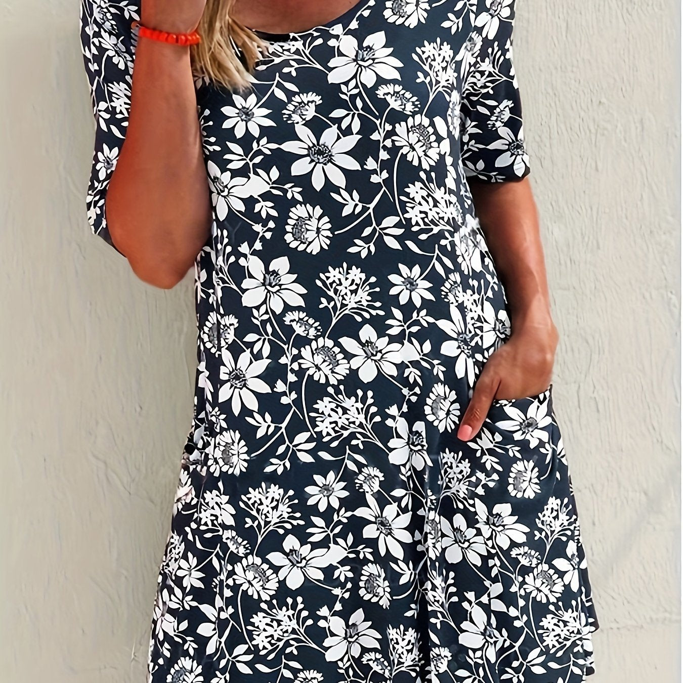 Floral Print Short Sleeve Casual Dress