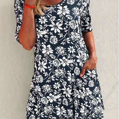 Floral Print Short Sleeve Casual Dress