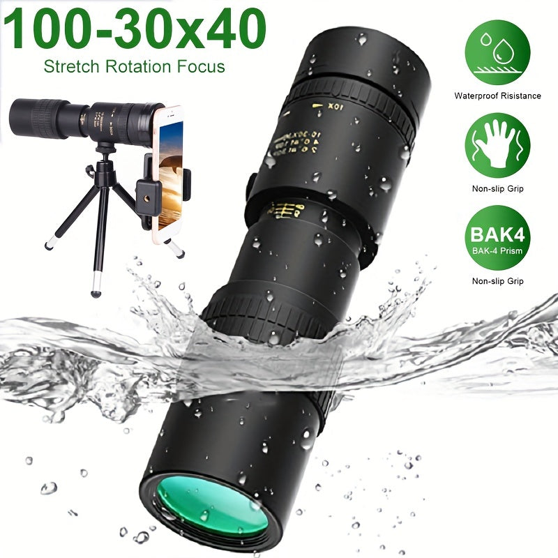 BAK4 Prism Monocular Telescope Smartphone Holder Tripod Adults Bird Watching