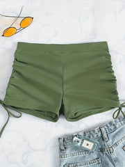 High Waist Solid Swimsuit Boxer Shorts