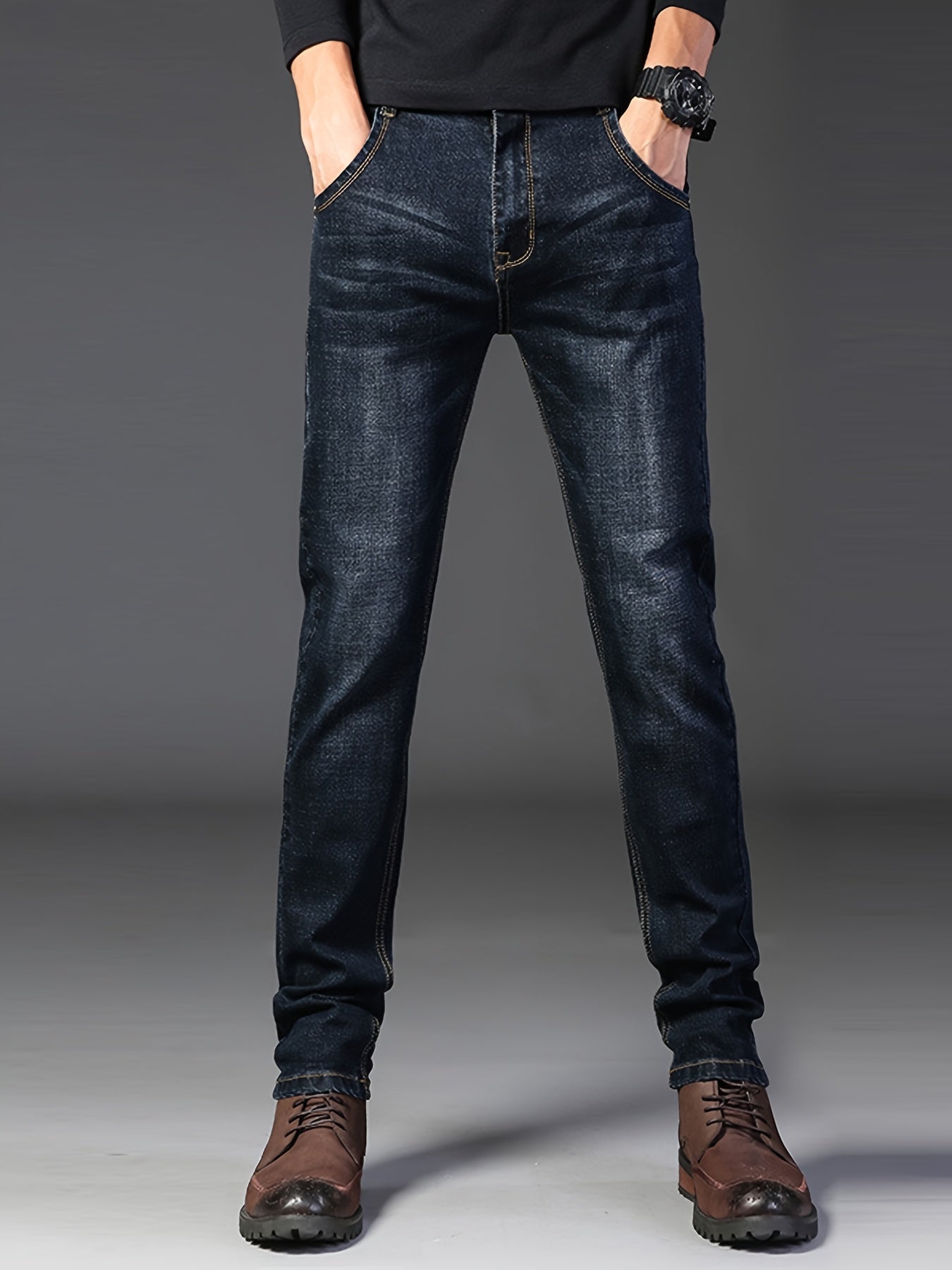Men's Slim Straight Leg Denim Jeans Casual Cotton