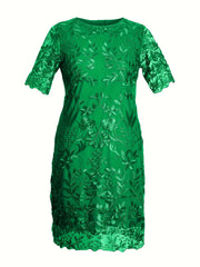 Women's Lace Sleeve Knee Length Dress