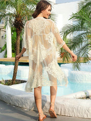 Boho Style Sheer Open Front Cover Up Beachwear