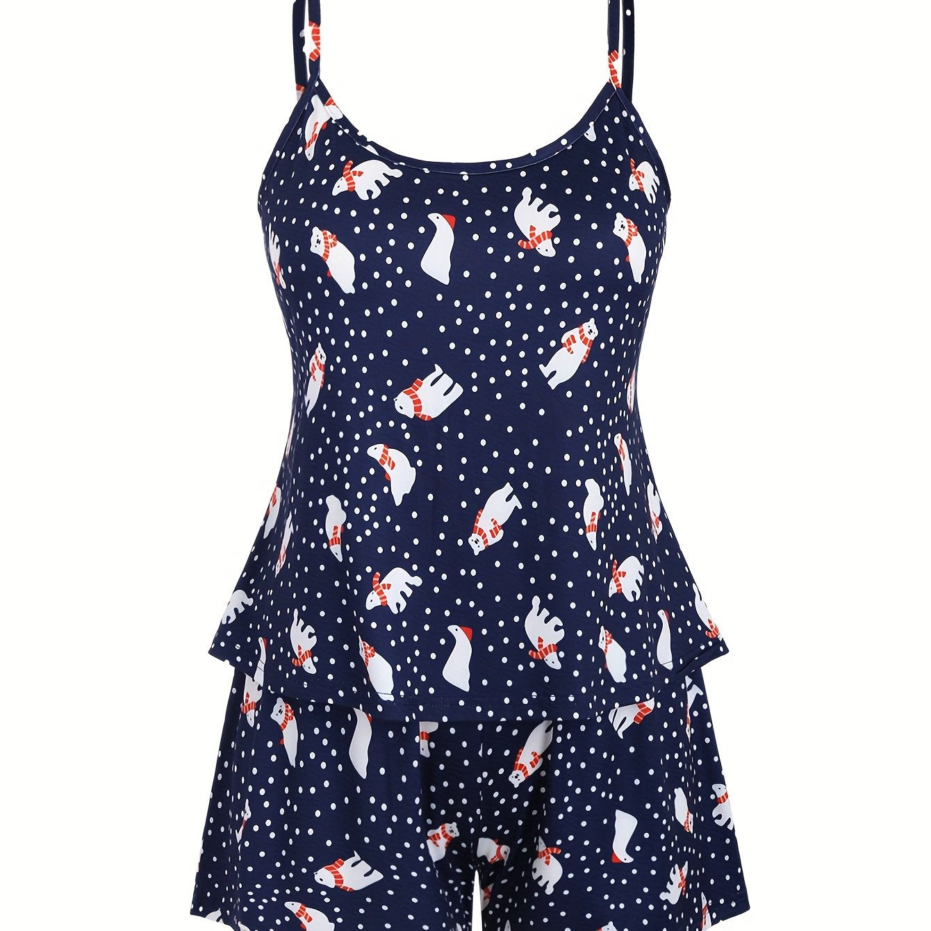 Polar Bear & Polka Dot Cami Top & Short Pajamas Set