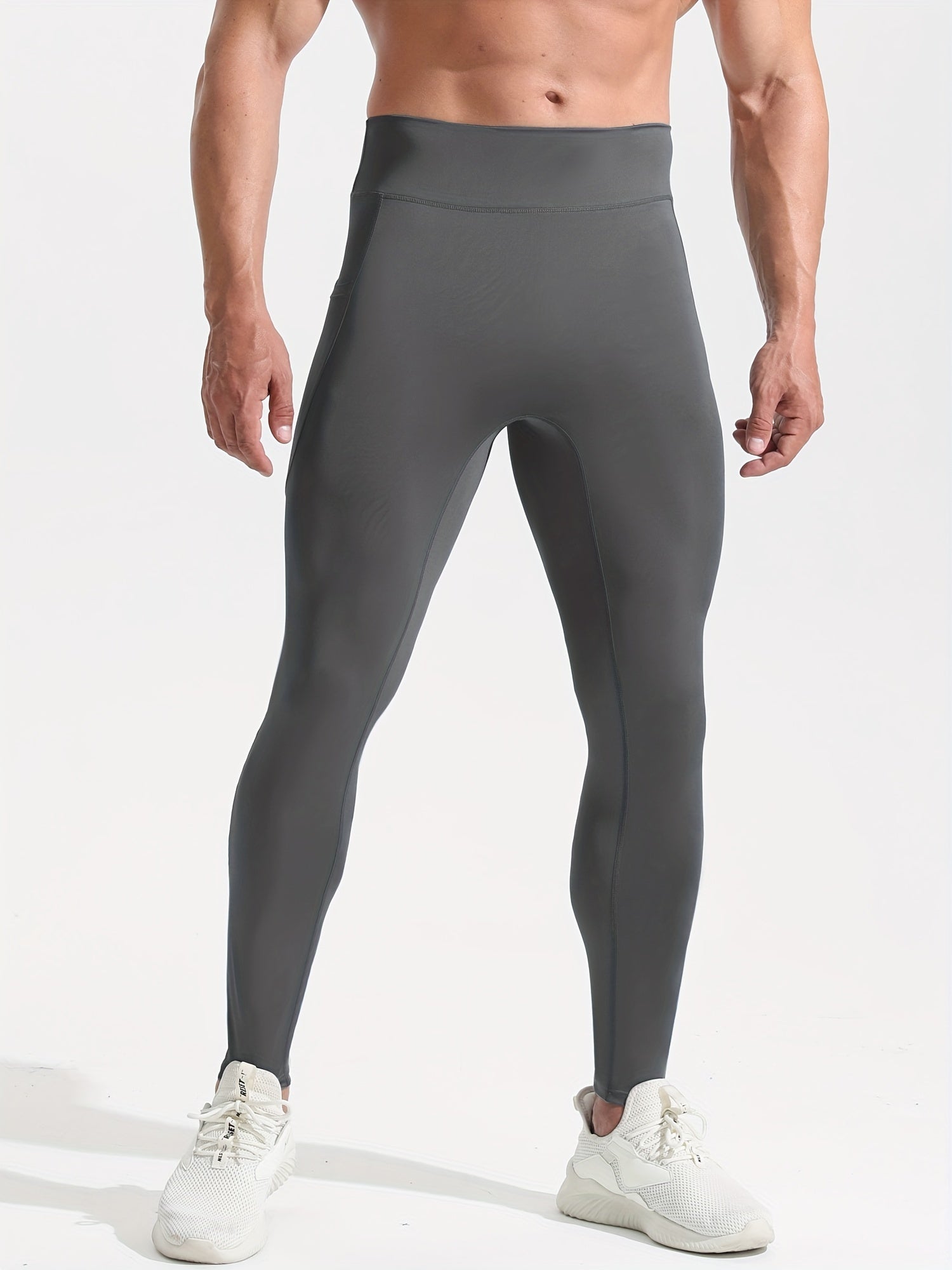 Men's Breathable Compression Leggings with Pocket for Outdoor Training