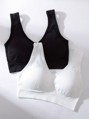 2pcs Wireless Sports Bras Hollow Out Breathable Tank Bra Women's Underwear