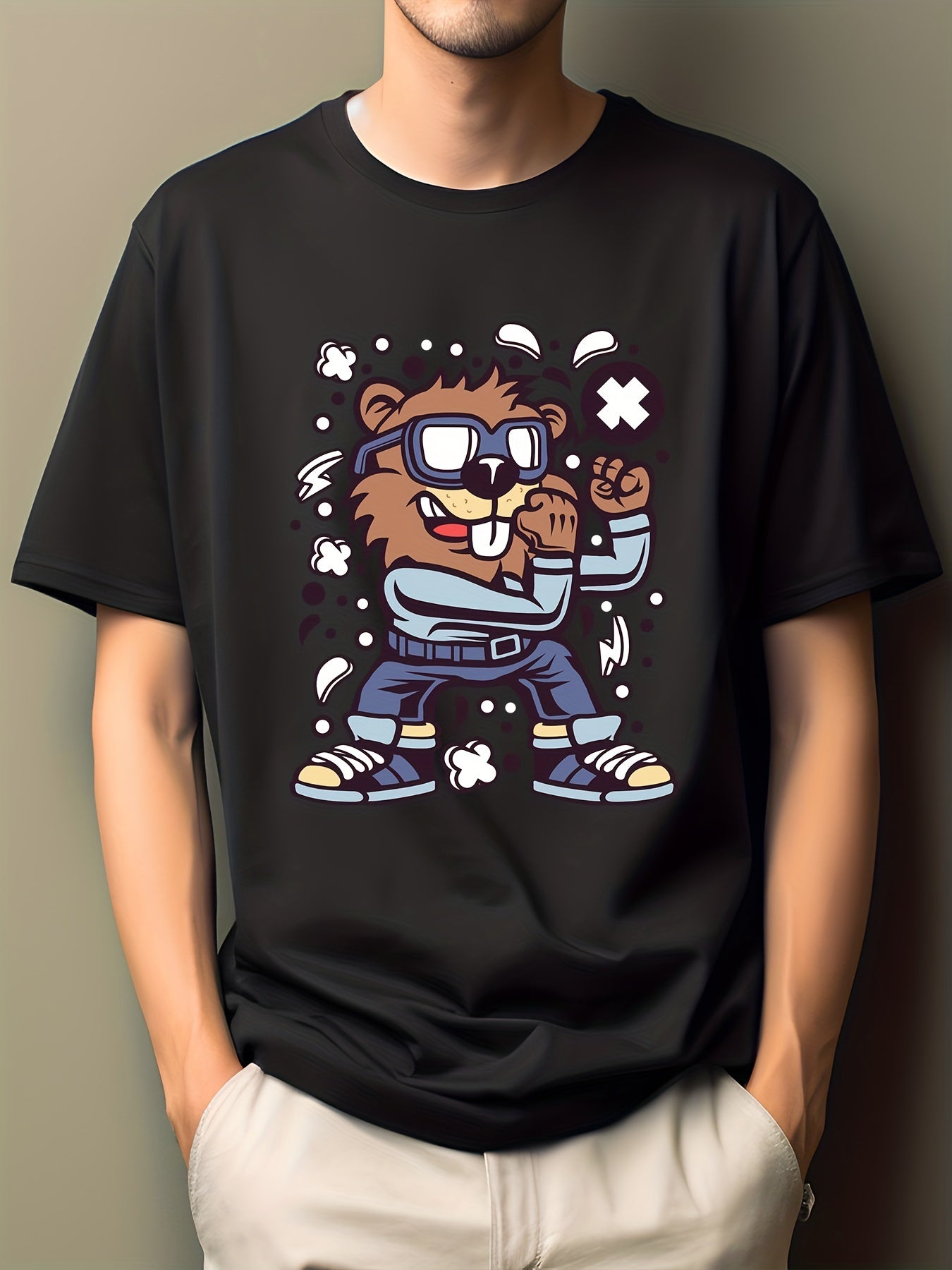 Men's Cartoon Print Hip Pop T-shirt