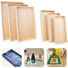 Wooden Nesting Tray Natural Wooden Tray With Handle For Crafts And Decoration