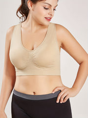 Sports Bra Women's Plus Comfort Solid Wide Straps Seamless Fitness Bra