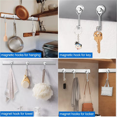 4pcs Magnetic Hooks 34KG Swivel Heavy Duty for Hanging Grill Refrigerator