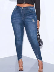 Sexy Jeans Women's Plus Ripped High Rise Skinny Jeans