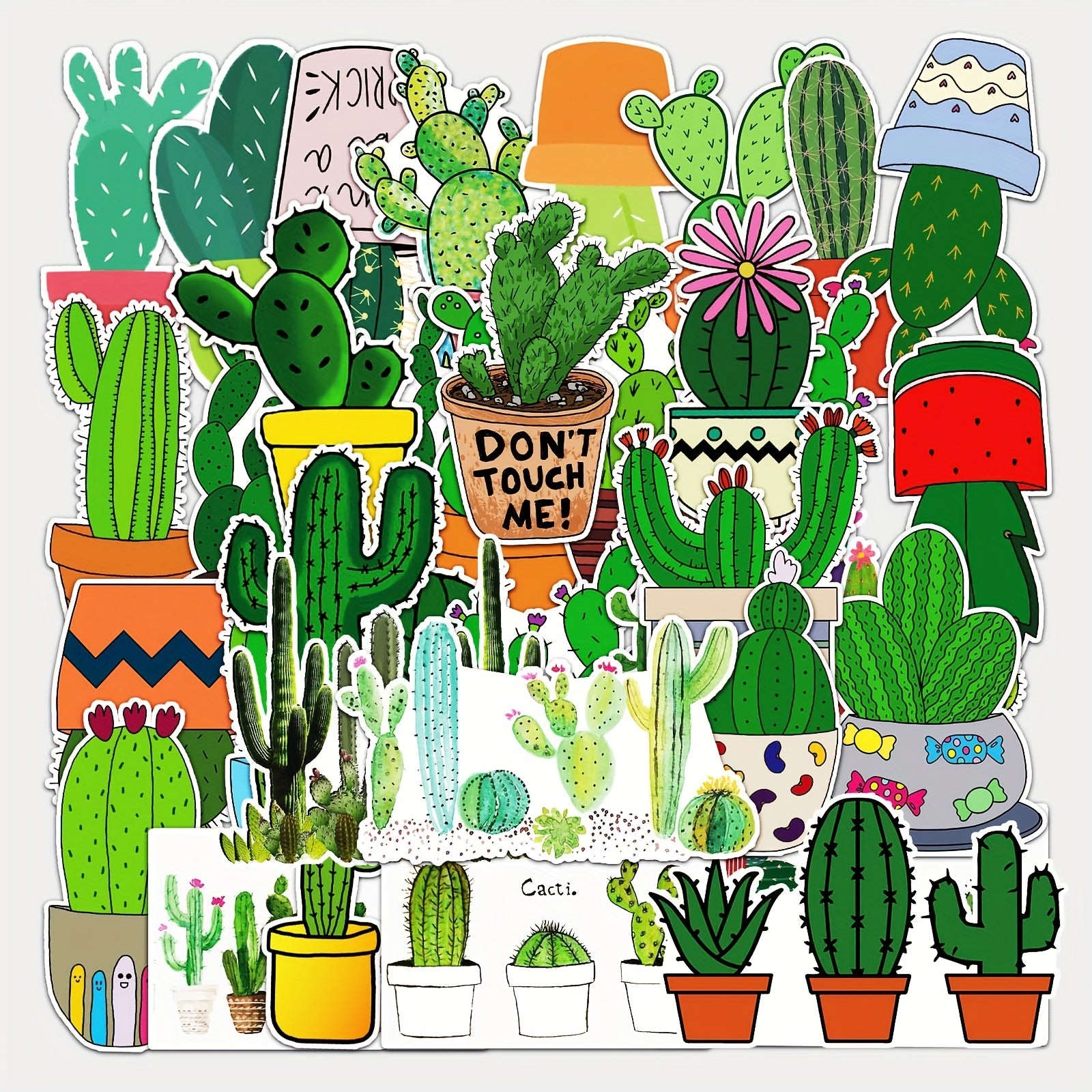 50pcs Cactus Waterproof Stickers for Water Bottles Laptop Scrapbook Lugg