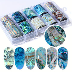 10 Roll Pearl Nail Foil Transfer Stickers Starry Sky Nail Foil