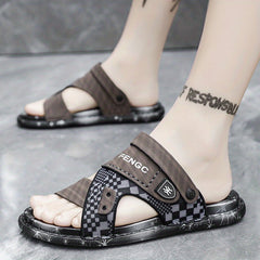 Men's Open Toe Hook And Loop Sandals Non Slip Comfortable Beach Shoes Summer