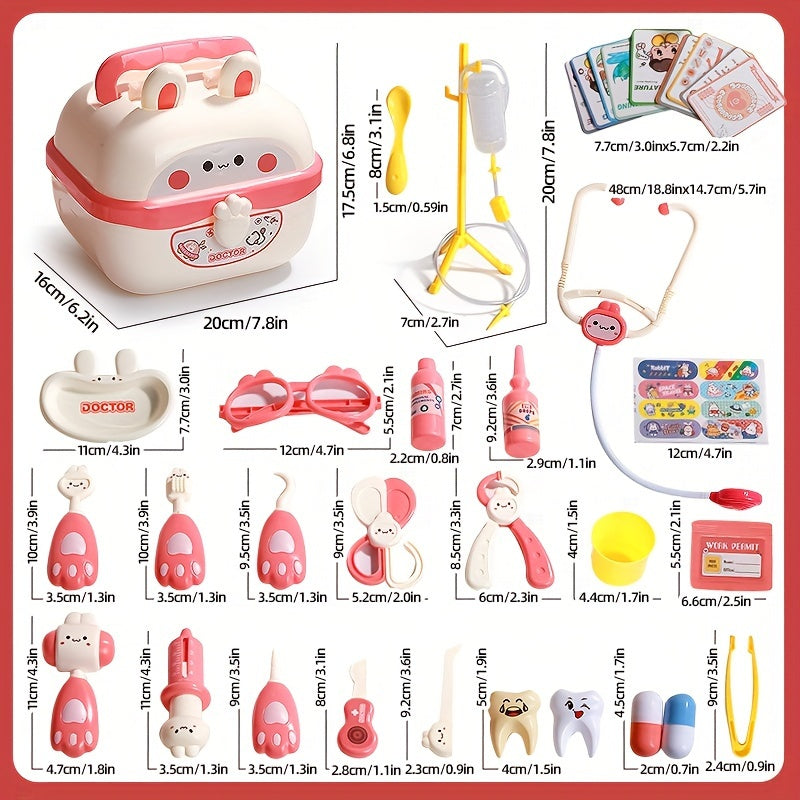 Doctor Set for 3-6 Years Old Role Play Nurse Dress Up Toy in Storage Box