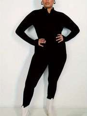 Solid High Neck Skinny Jumpsuit