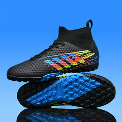 Boy's High Top Turf Football Boots Lace Up TF Soccer Cleats