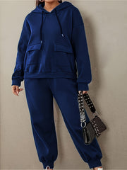 Solid Short Sleeve Hooded Sweatshirt & Joggers Set