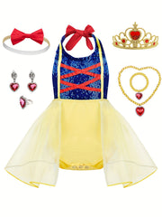 Princess Tutu Dress Set with Crown Necklace Rings Jewelry
