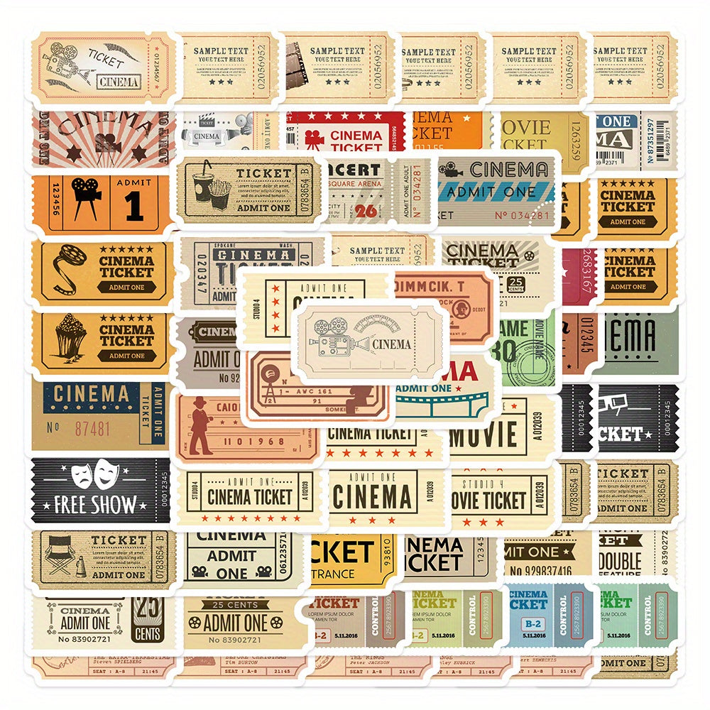 81pcs Classic Movie Tickets Retro Stickers DIY Decorative Stickers