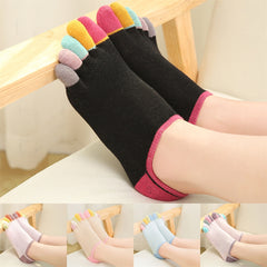 5 Pairs Women's Toe Socks Cotton Crew Sock Five Finger Socks For Running