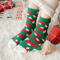 15 Pairs Christmas Print Socks Comfy & Fuzzy Warm Women's Stockings