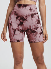 Tie Dye Gym Sports Shorts Women High Waist Running Workout Activewear
