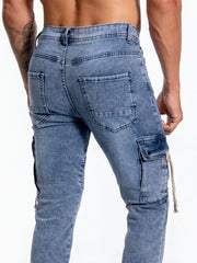 Slim Fit Pocket Jeans Mens Casual Street Style Medium Stretch Denim Pants