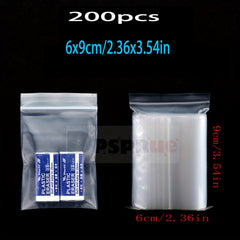 200pcs Clear Ziplock Storage Bag Transparent Plastic Zip Package