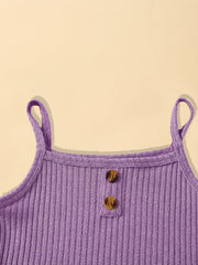 2-Piece Toddler Girl's Ribbed Knit Cami Crop Tops & Track Shorts Summer Outfit