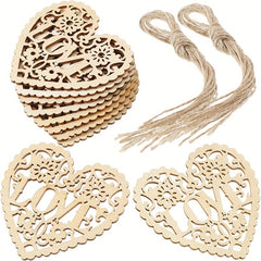 10pcs Wooden Love Heart Embellishments Wedding Decoration