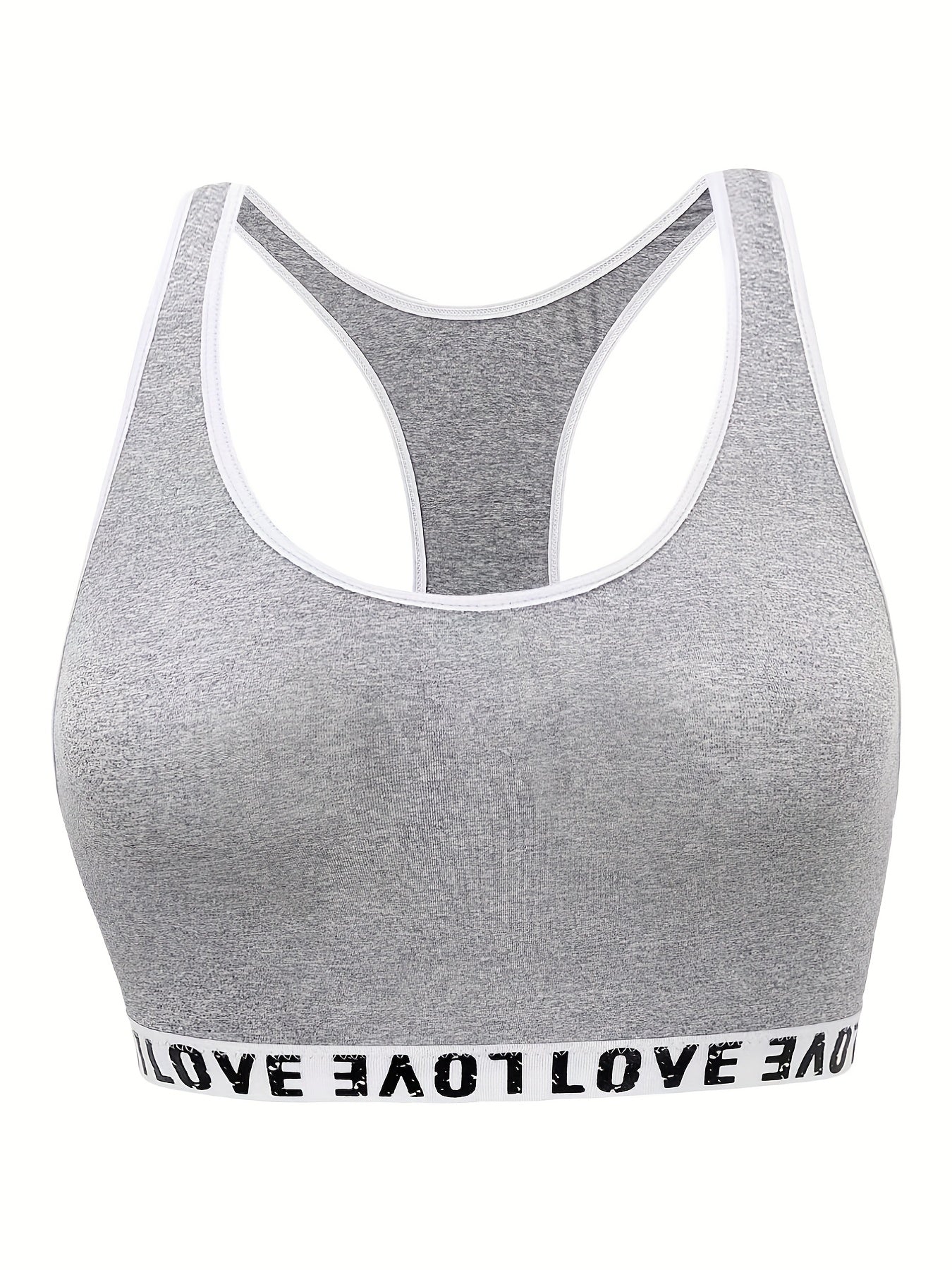 Sports Bra Women's Plus Letter Tape Racer Back Comfort Bralette