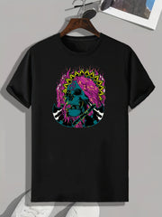 Skull Pattern Print Men's Sports T-shirt Graphic Tee Outdoor Clothing