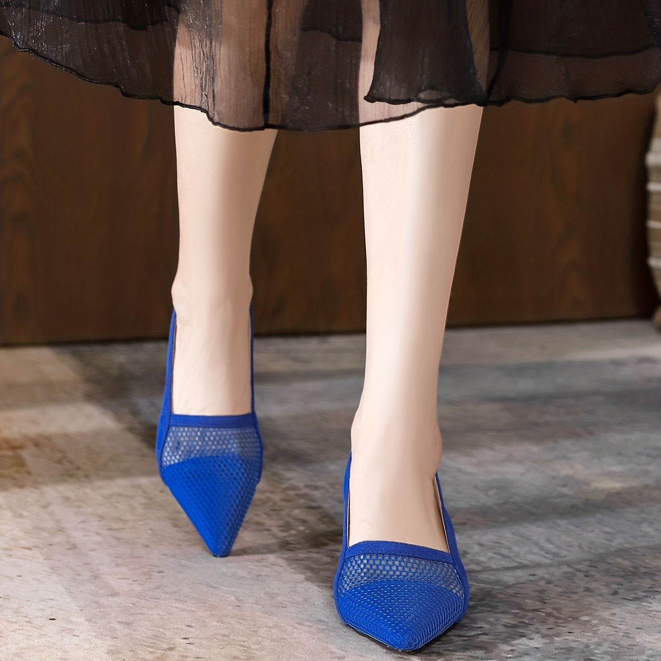 Breathable Stiletto Heels Slingback Ankle Strap Pumps