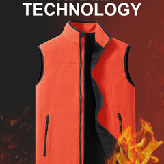 Men's Warm Stand Collar Vest Full Zip Windproof Thermal Vest