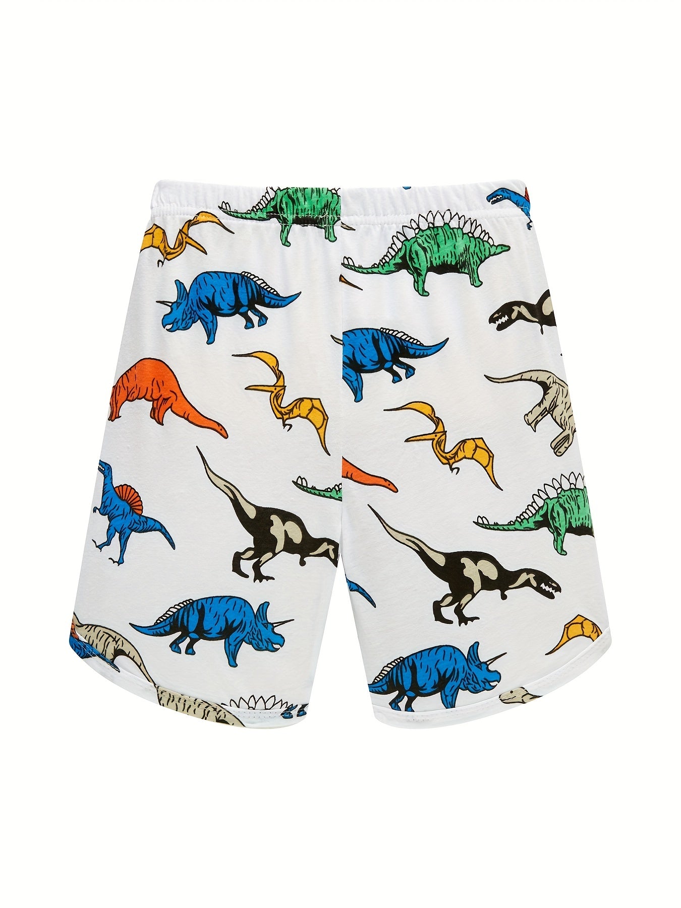 Boys Dino Print Pajamas Set Short Sleeve Top & Shorts