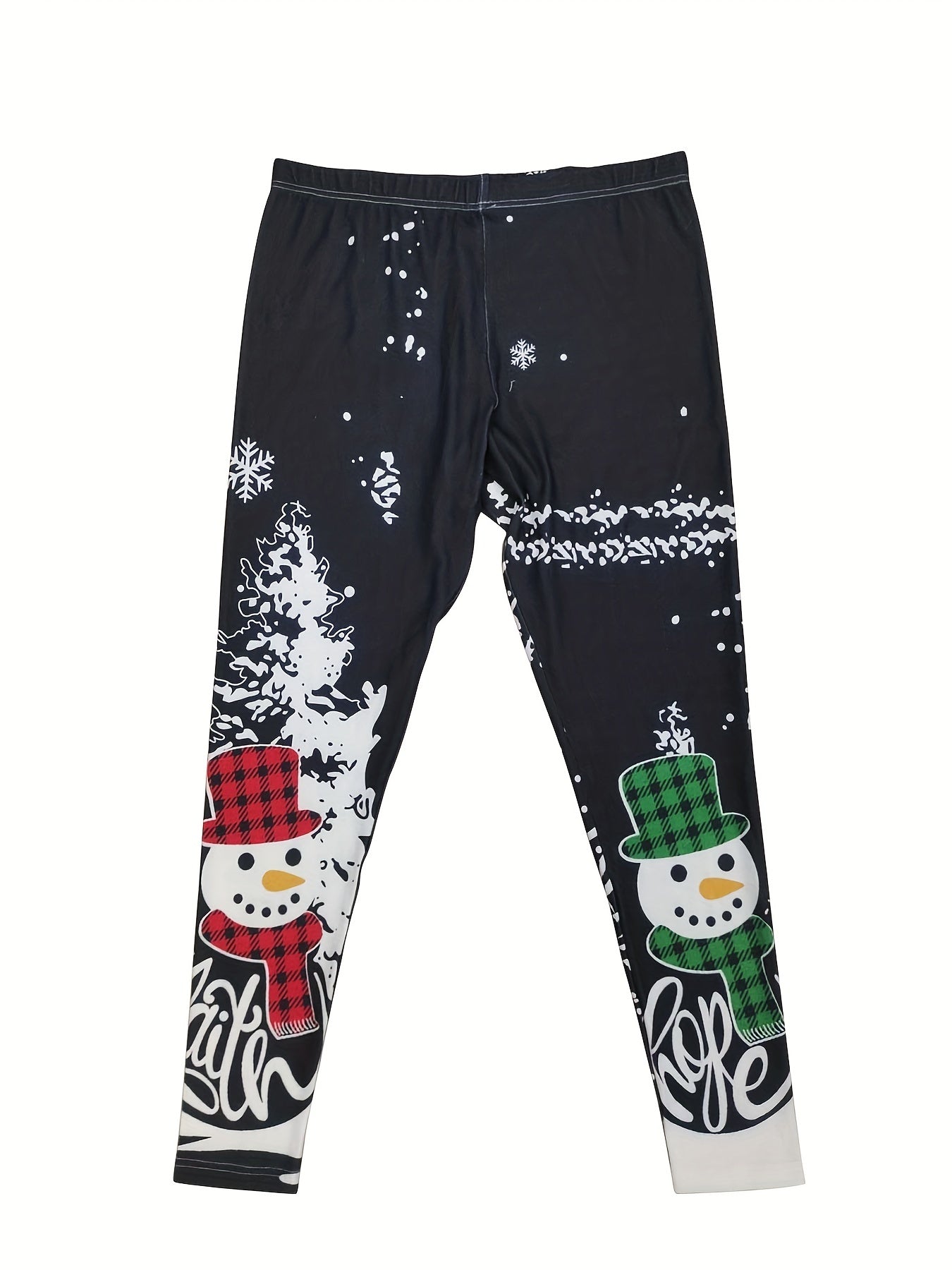 Snowman Print Plus Size Christmas Leggings