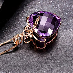 Heart Shaped Amethyst Pendant Necklace Plated With 18k Colored Gemstone Necklace