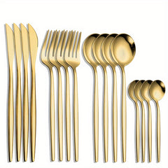 16pcs Stainless Steel Portuguese Steak Fork Spoon Set