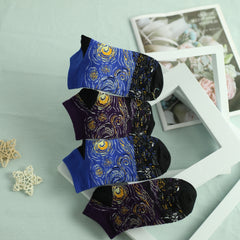 Men's Starry Night Pattern Crew Socks 2 Pairs
